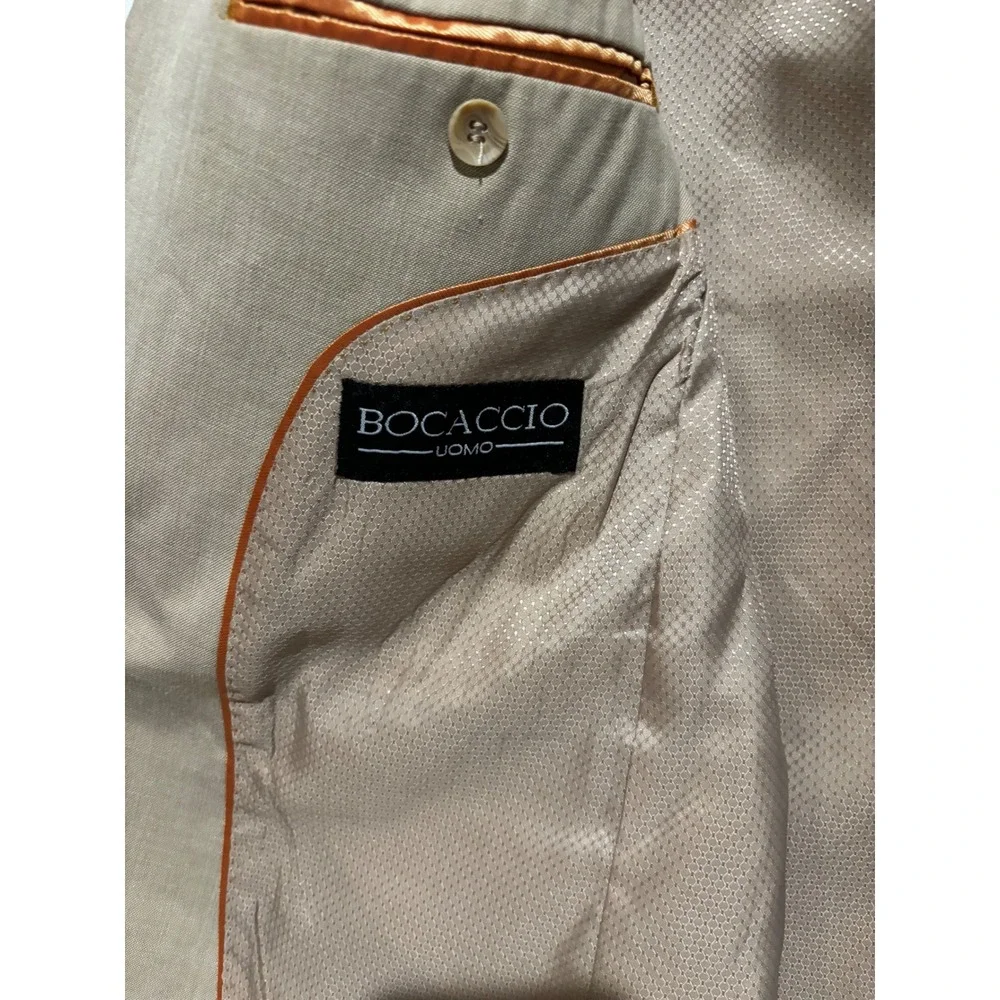 Bocaccio Uomo Mens Tan Two Button Blazer Sport Suit Jacket sz 38R preppy capsule